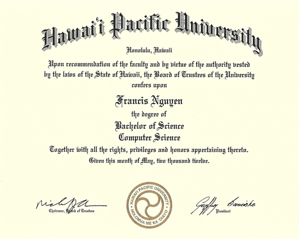 Hawaii Pacific University Diploma